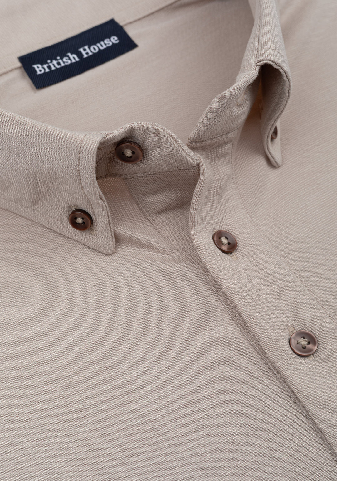 Clay Beige Soft Knit Polo Shirt