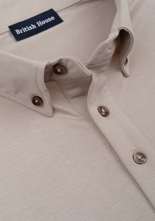 Clay Beige Soft Knit Polo Shirt
