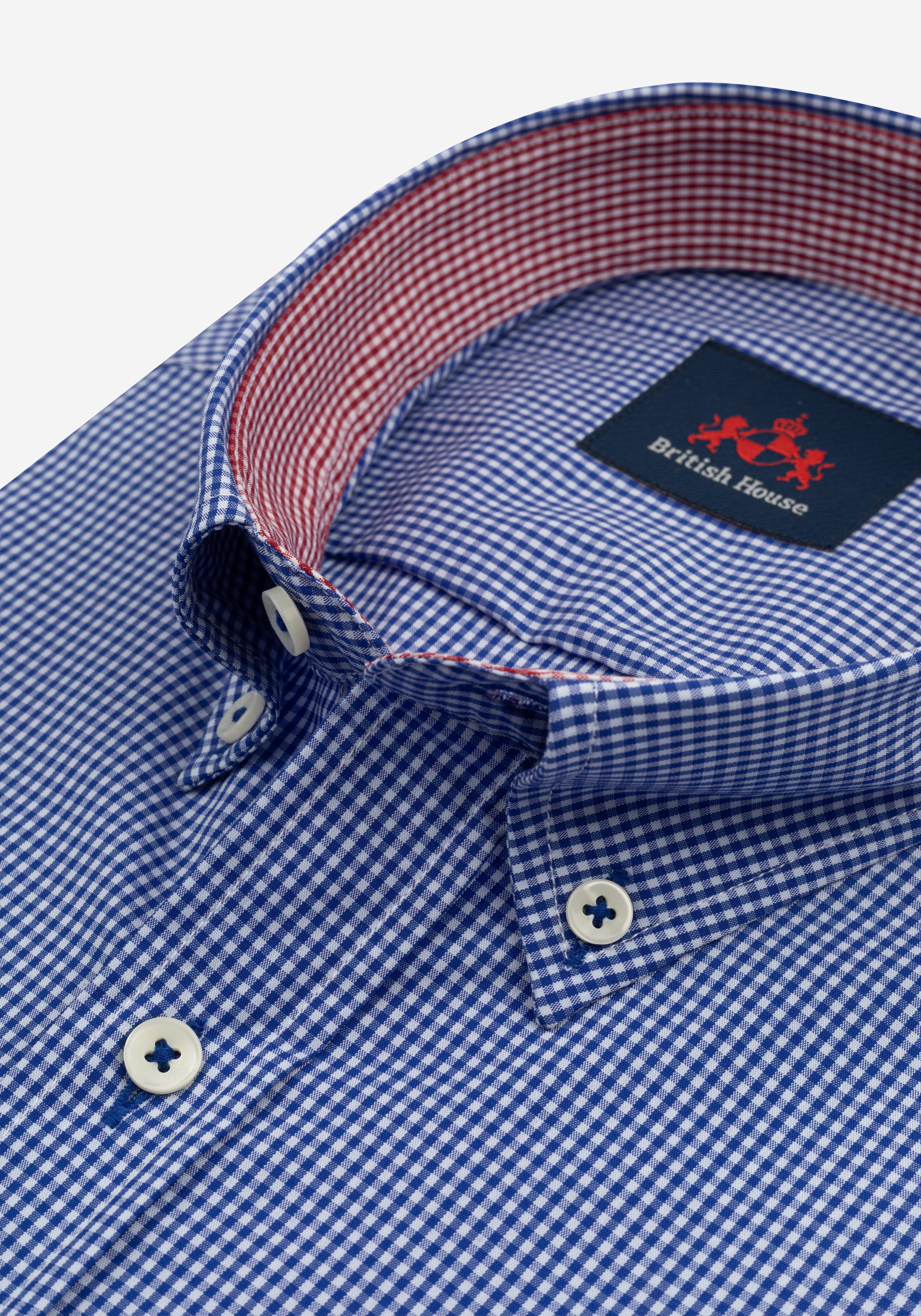 Royal Blue Checked Cotton Lycra Shirt