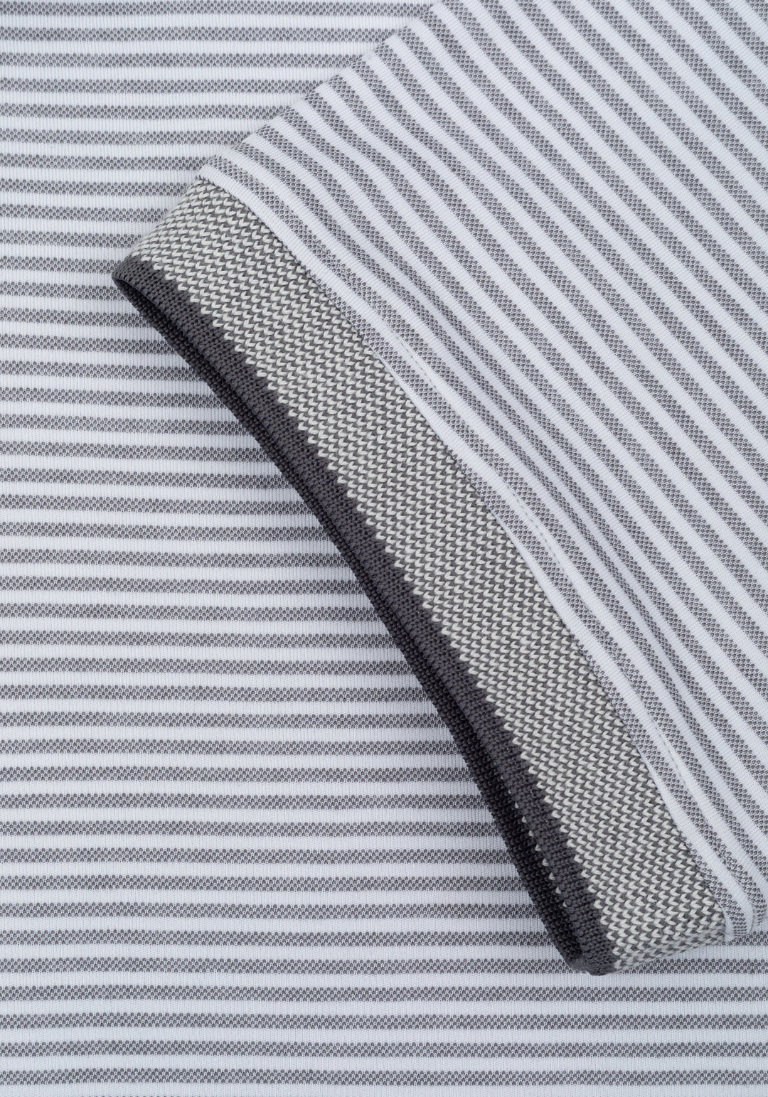 Moon Grey Stripe Cotton Polo Shirt