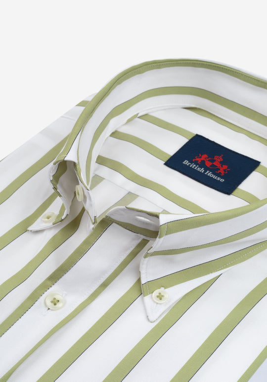 Moss Olive Stripe Signature Twill Shirt