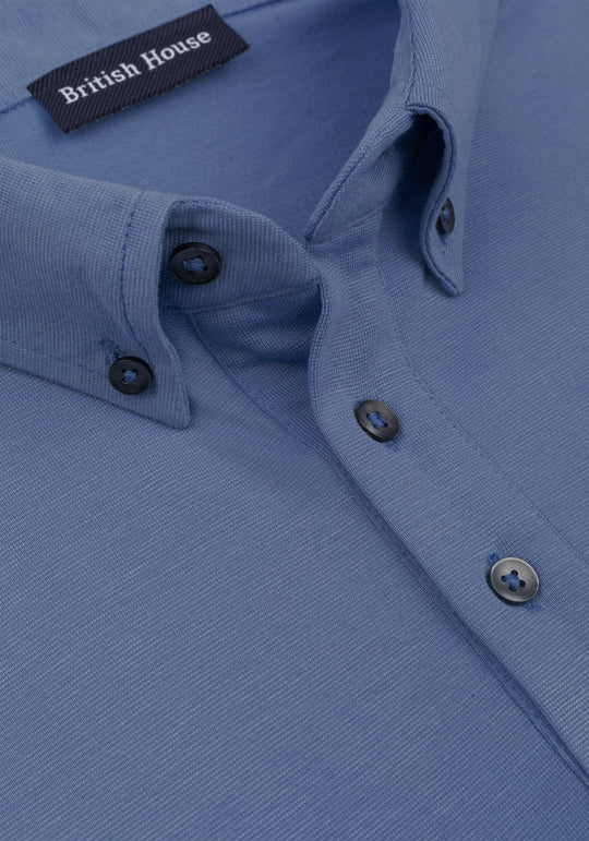 Slate Blue Soft Knit Polo Shirt