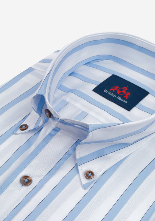 Frosted Blue Stripe Signature Twill Shirt