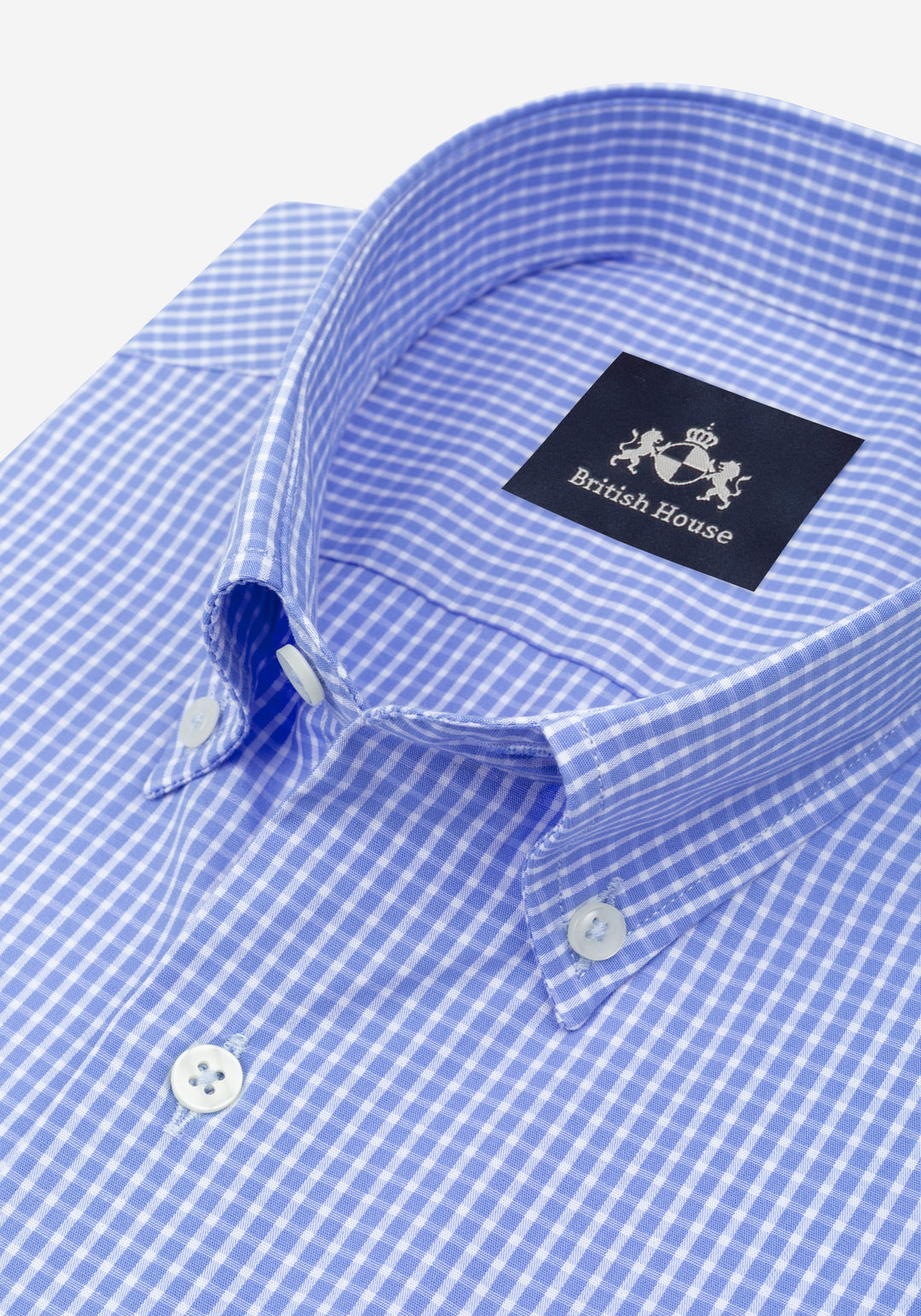 Powder Blue Checked Poplin Shirt