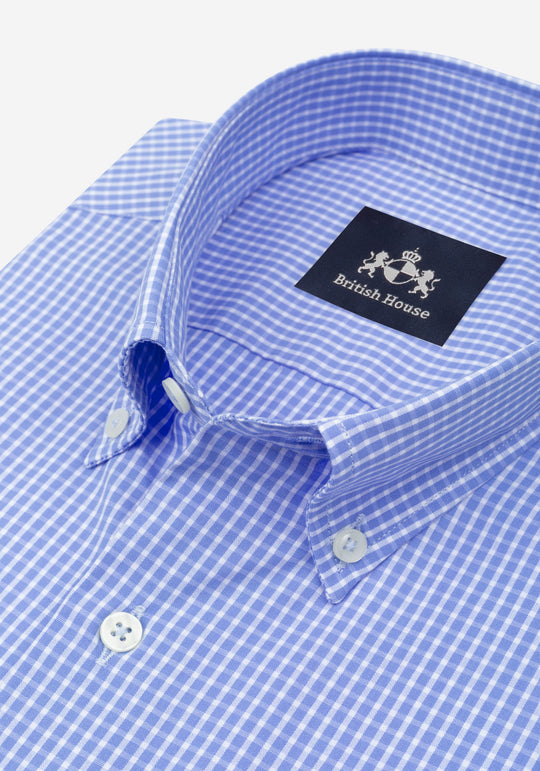 Powder Blue Checked Poplin Shirt