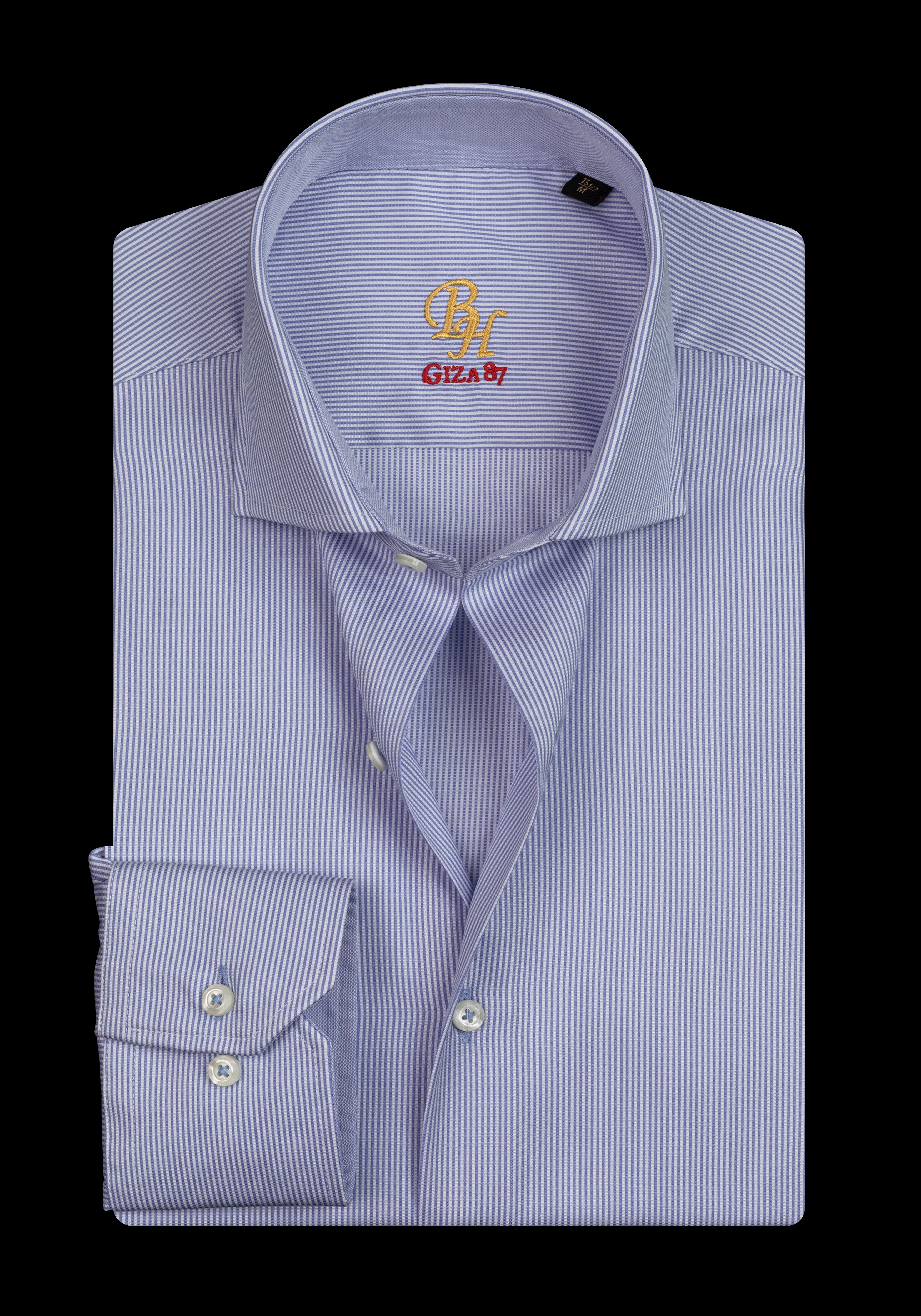 Giza 87 Cotton Airy Blue Stripe Basket Weave Shirt