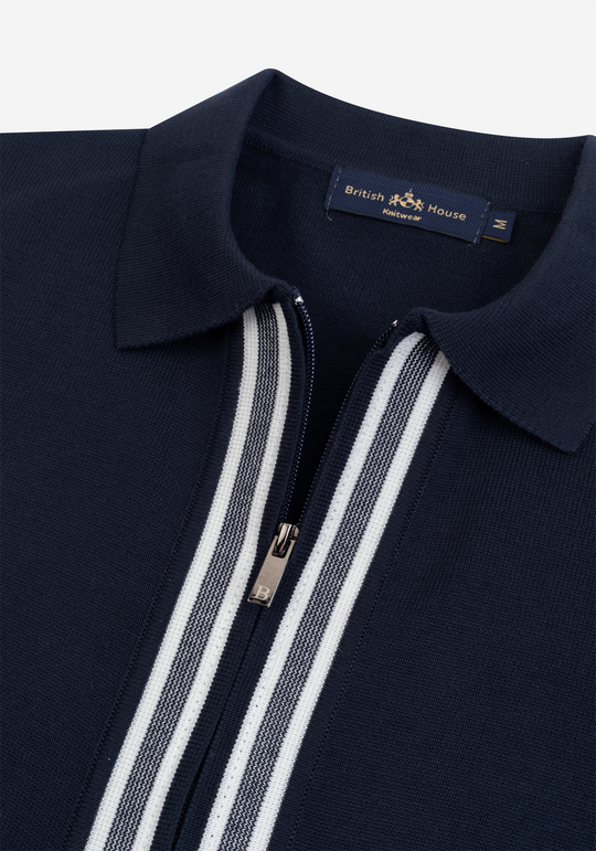 Galaxy Navy Zip Cotton Pullover