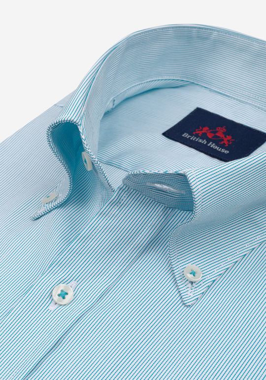 Arctic Turquoise Stripe Signature Twill Shirt
