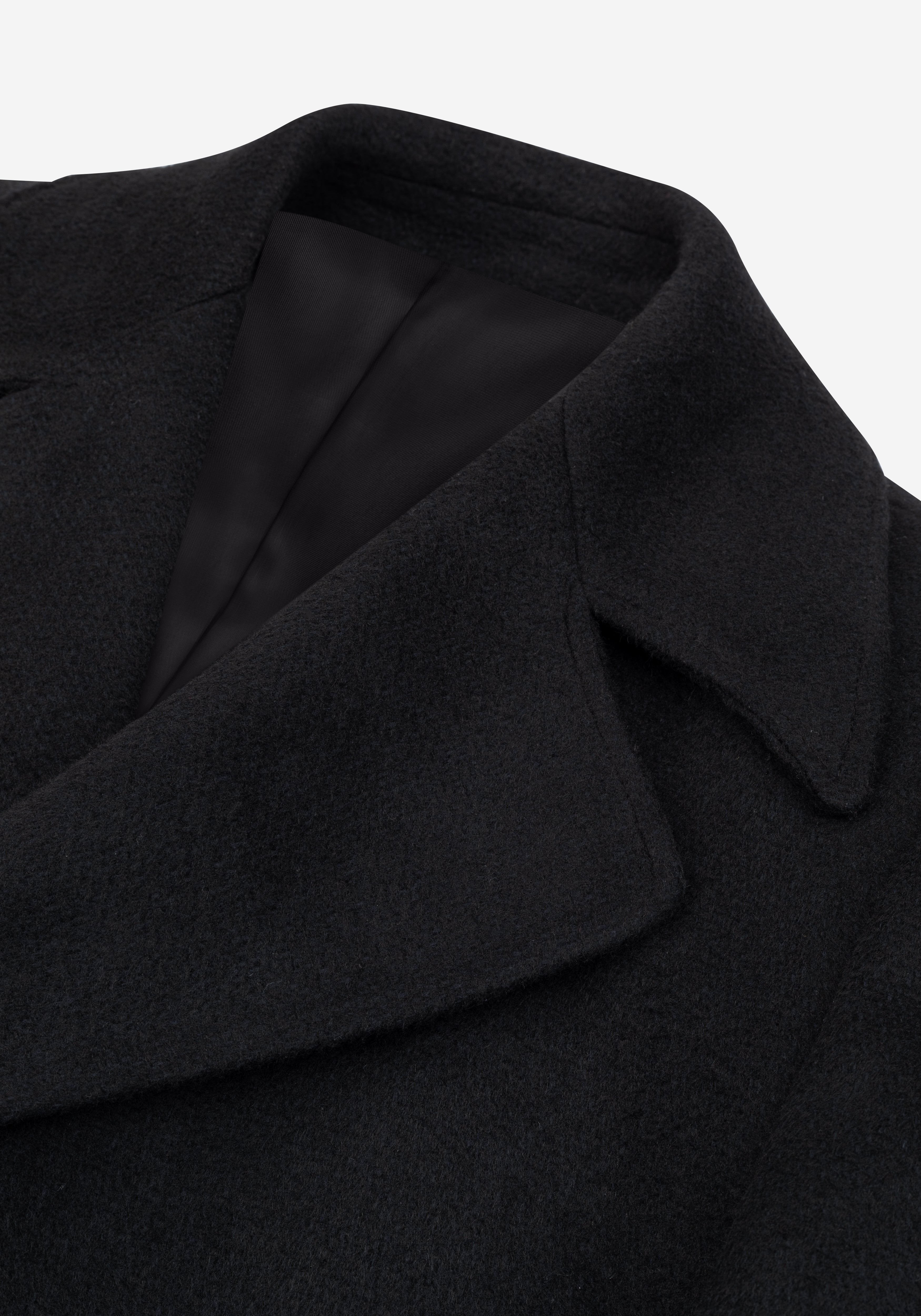 Shadow Black Double-Breasted Poly Coat