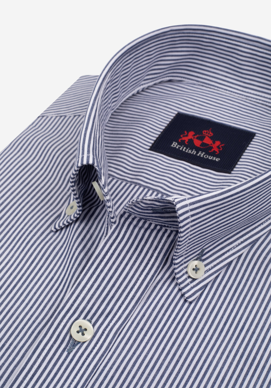 Crisp Navy Stripe Cotton Lycra Shirt