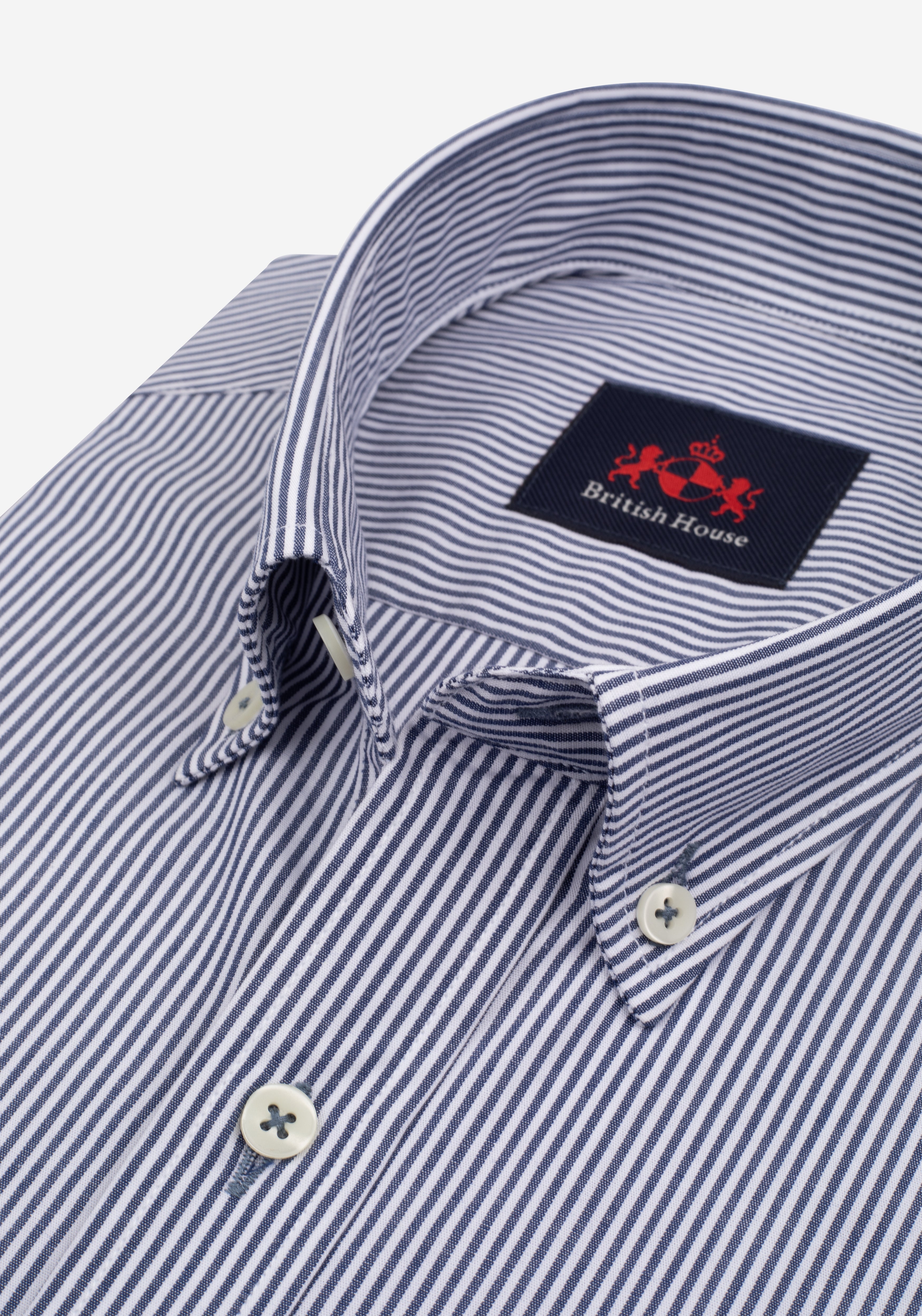 Crisp Navy Stripe Cotton Lycra Shirt