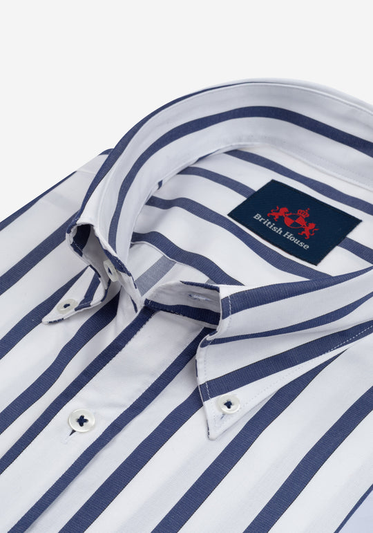 Steel Navy Stripe Signature Twill Shirt