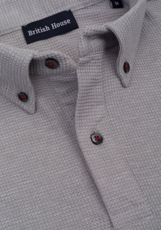 Whisper Grey Waffle Polo Shirt