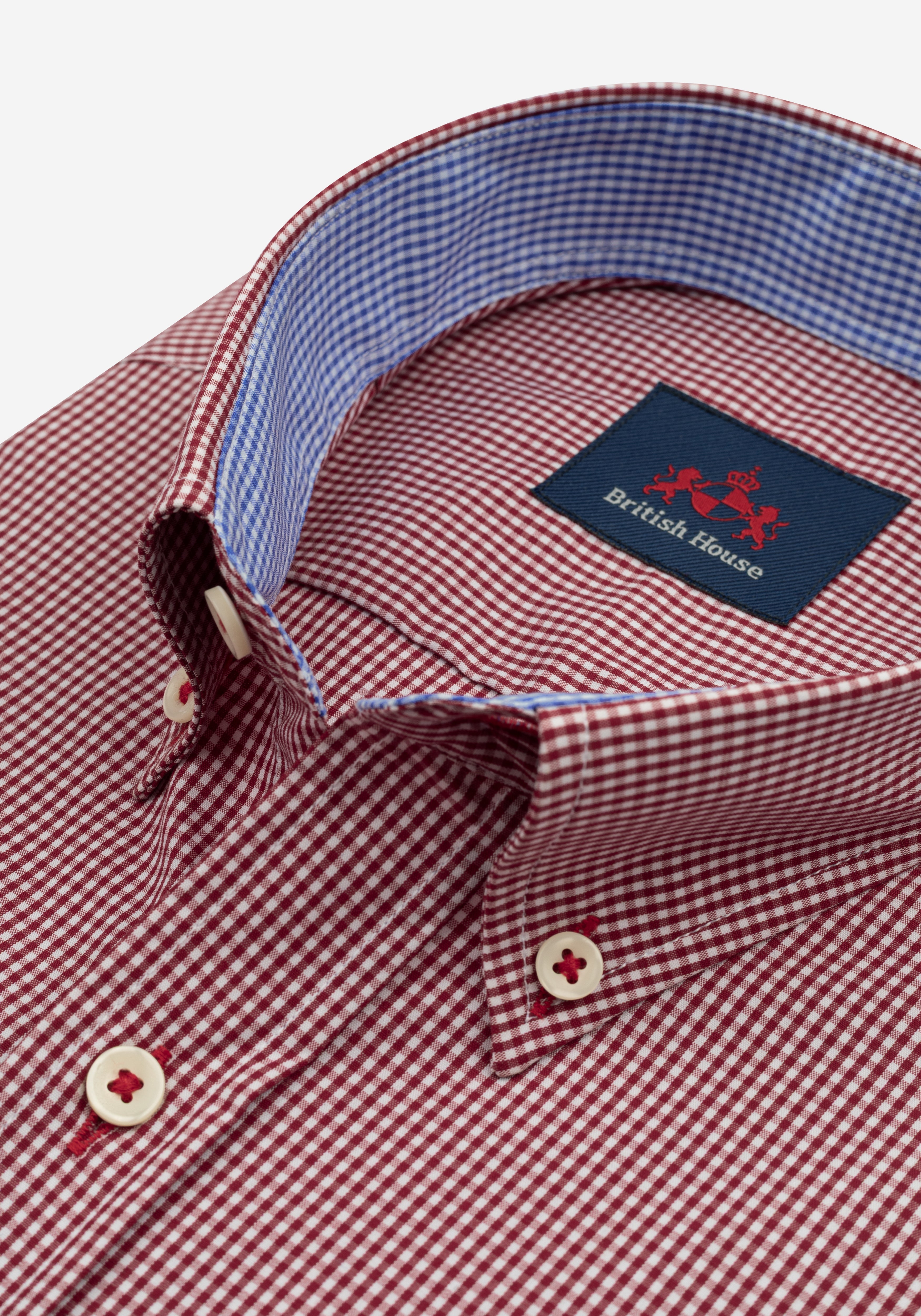 Dark Red Checked Cotton Lycra Shirt