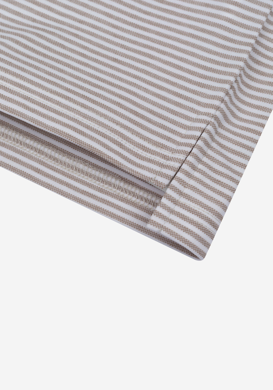 Dusty Beige Stripe Cotton Polo Shirt