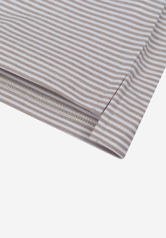 Dusty Beige Stripe Cotton Polo Shirt