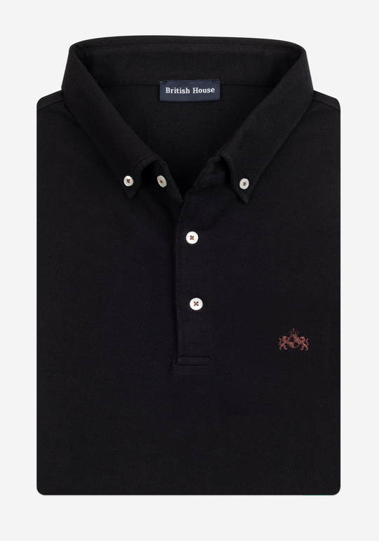 Grit Black Cotton Polo Shirt