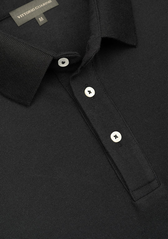 True Black Cotton Polo Shirt