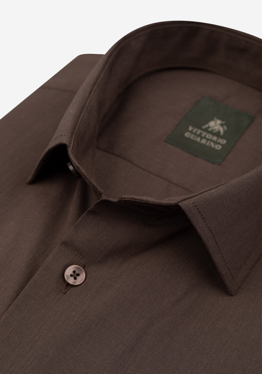 Coffee Brown Poplin Shirt