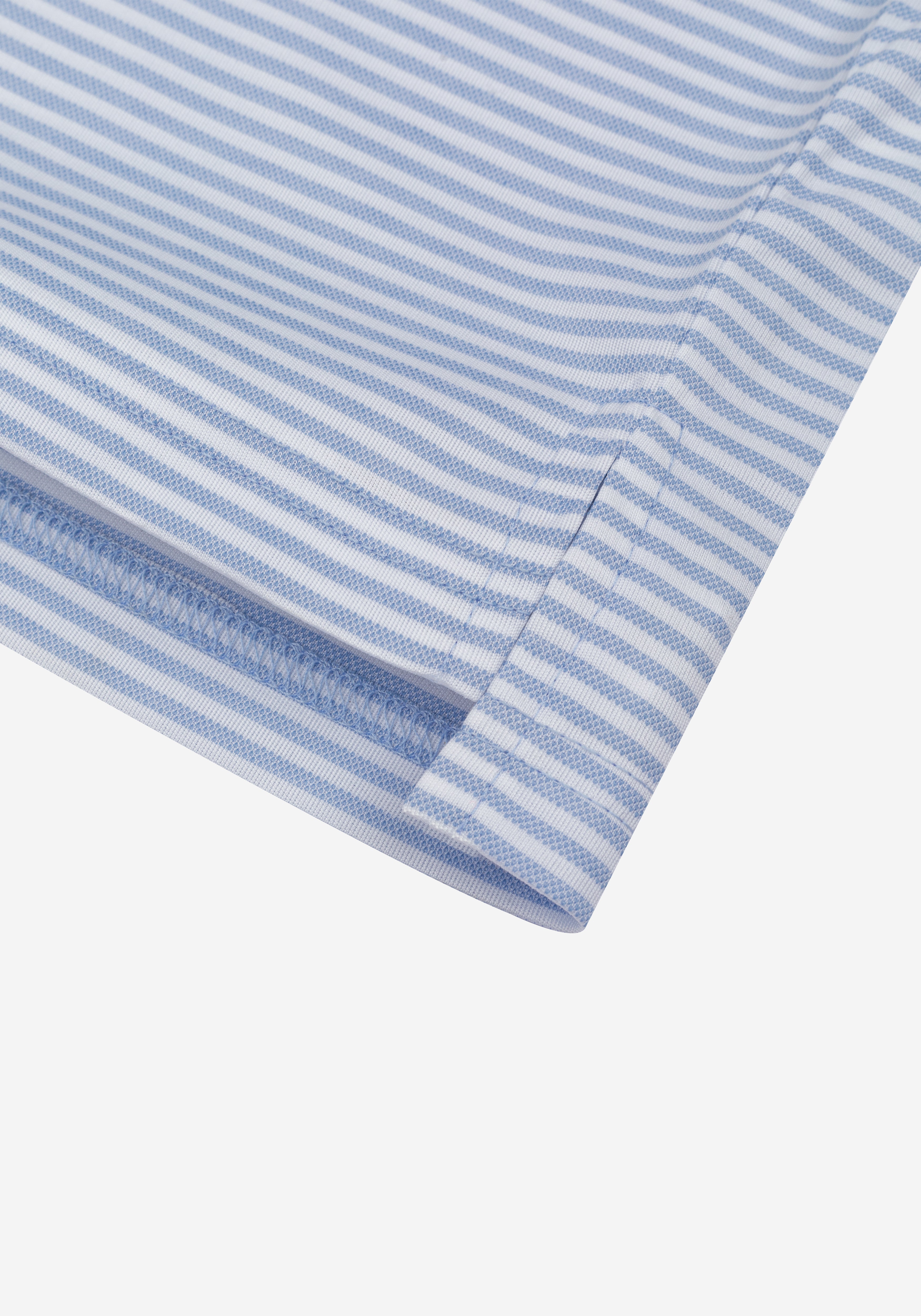 Breeze Blue Stripe Cotton Polo Shirt