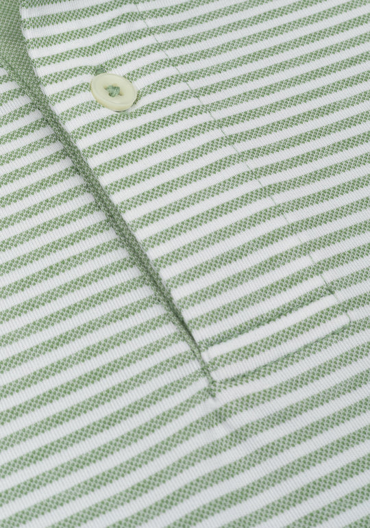 Bud Green Stripe Cotton Polo Shirt