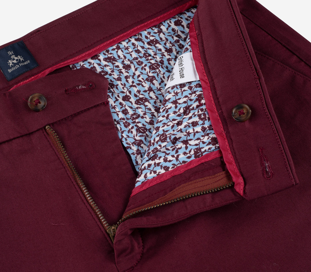 Contemporary Fit Vivid Burgundy Gabardine