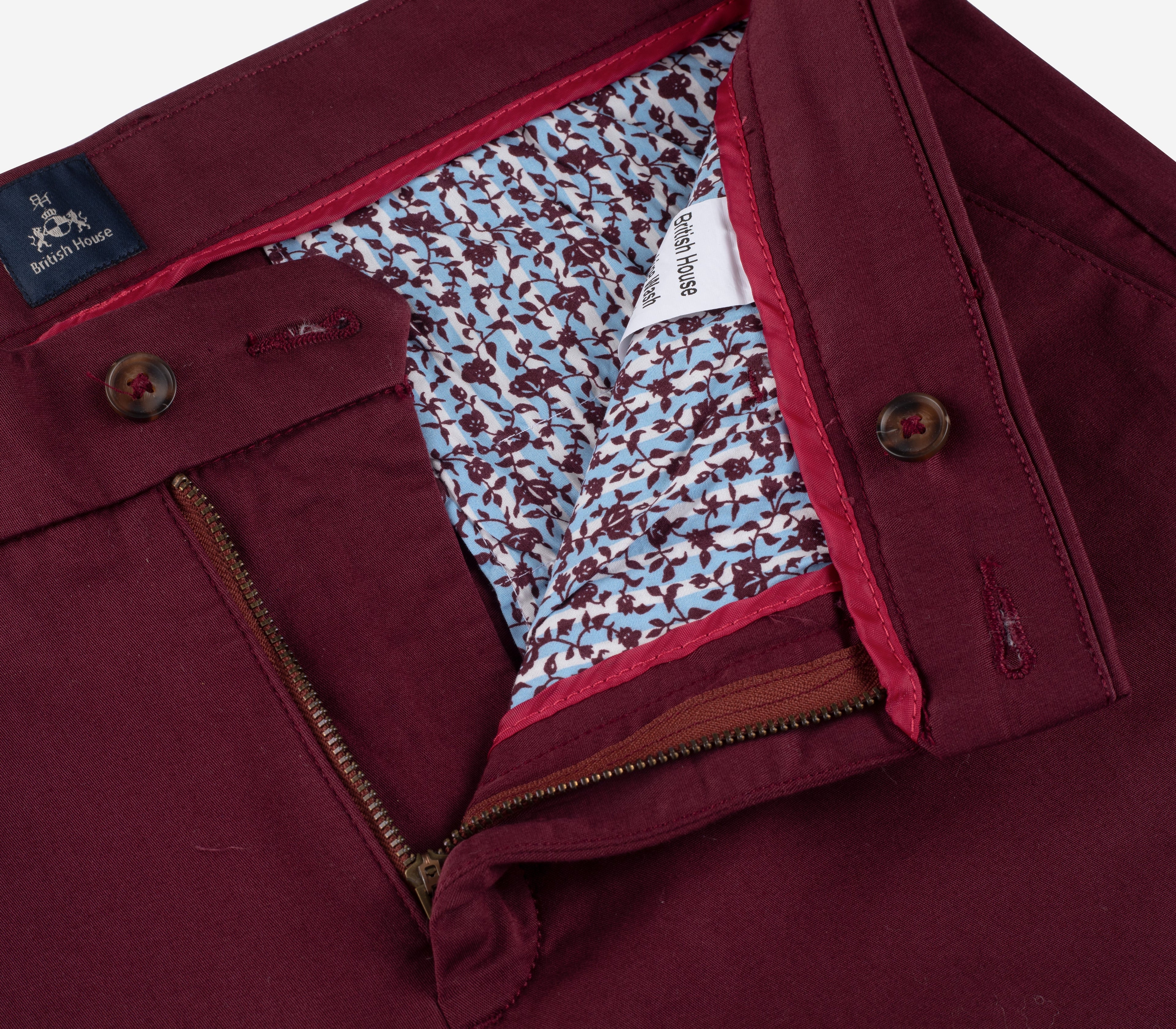 Contemporary Fit Vivid Burgundy Gabardine