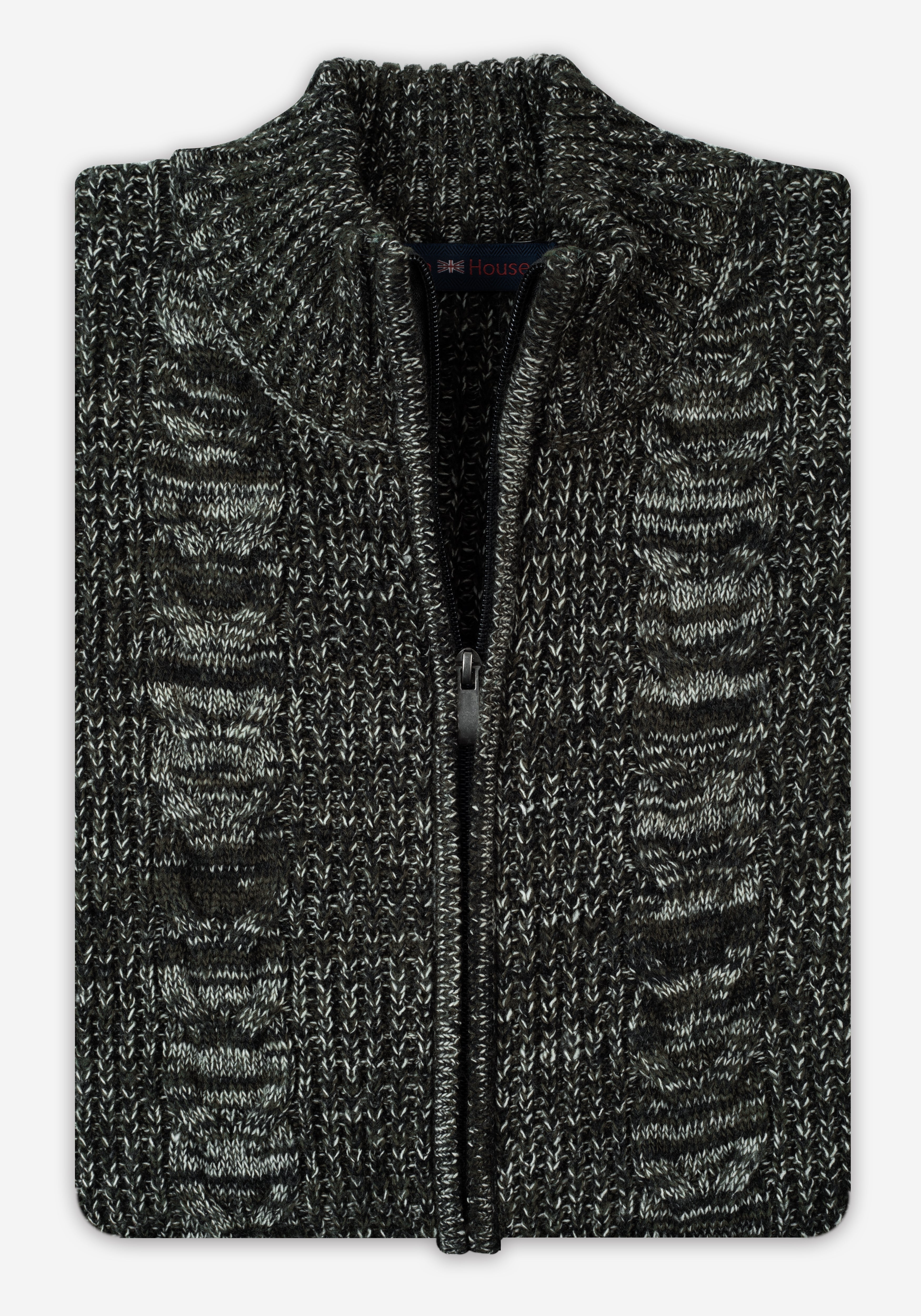 Verdant Olive Braided Zipped Pullover