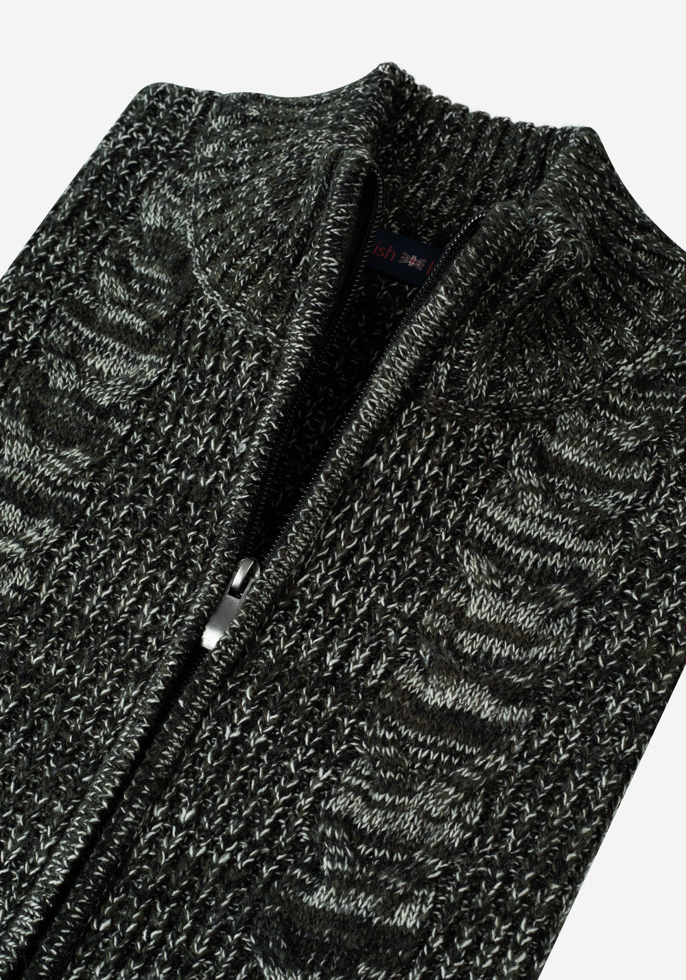 Verdant Olive Braided Zipped Pullover