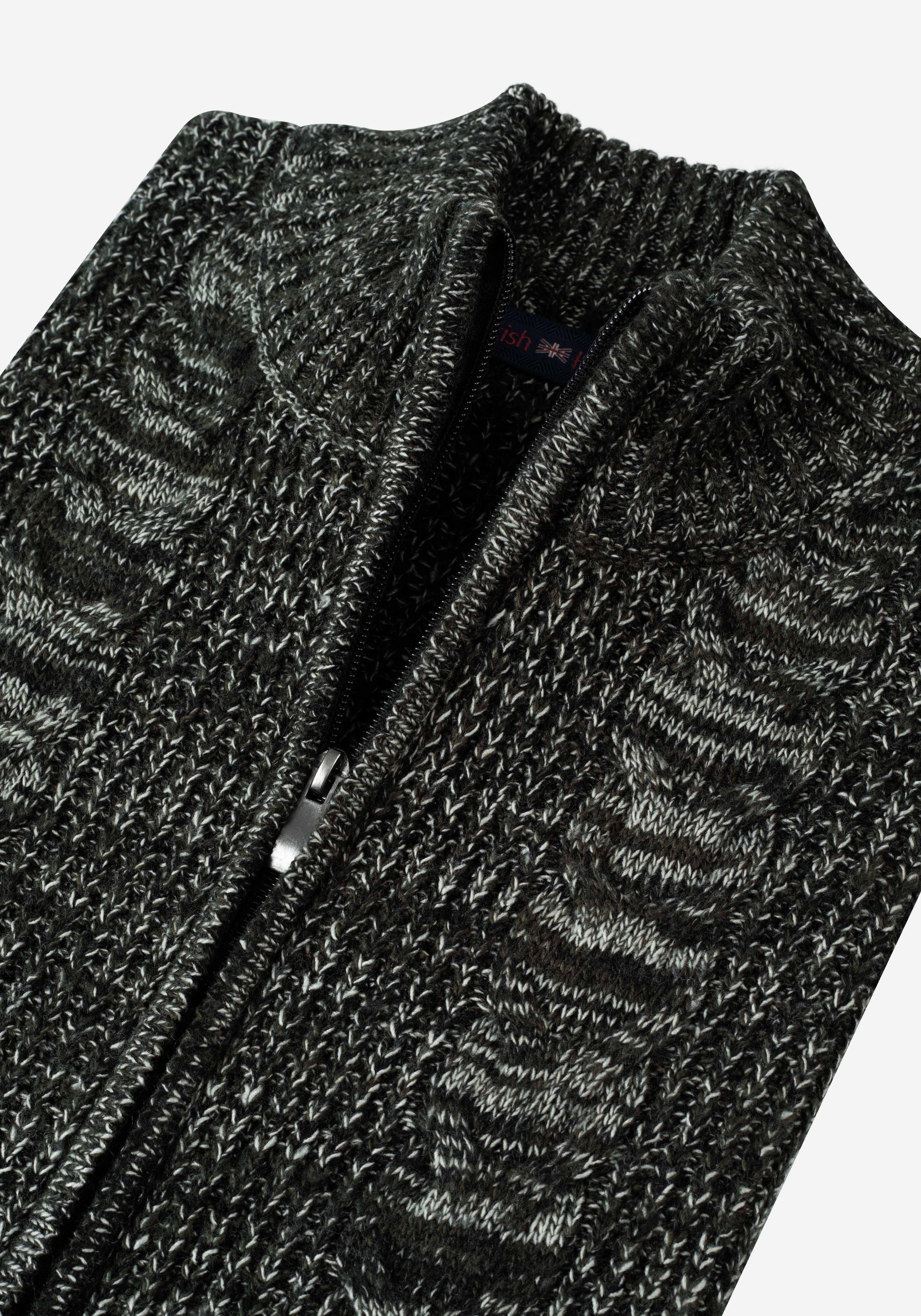 Verdant Olive Braided Zipped Pullover