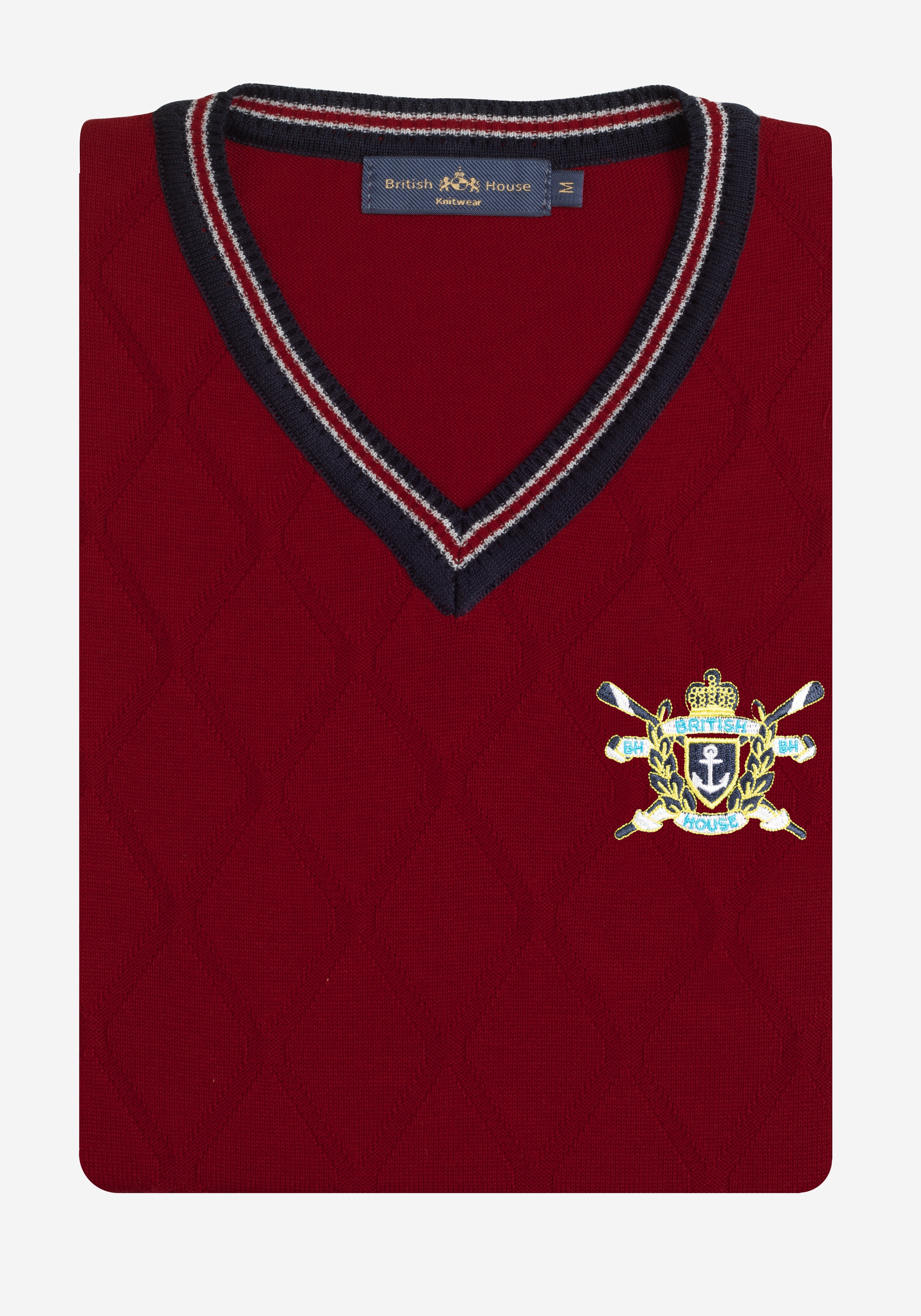 Garnet Burgundy Rhombus V-Neck Pullover