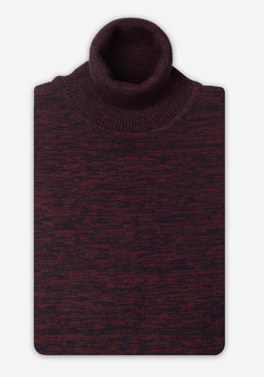 Faded Red Turtle Neck Melange Pullover