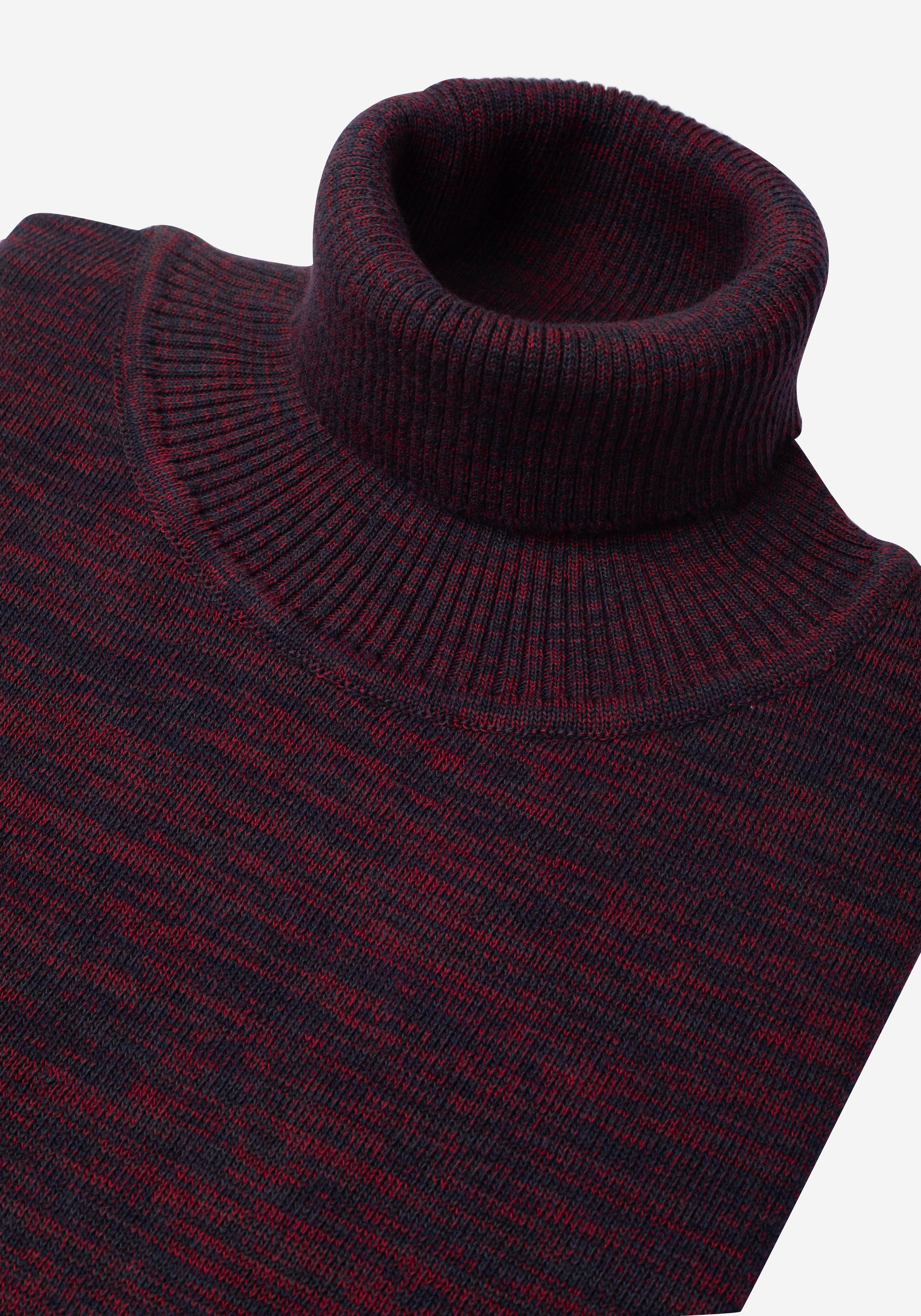 Brick Red Turtle Neck Melange Pullover