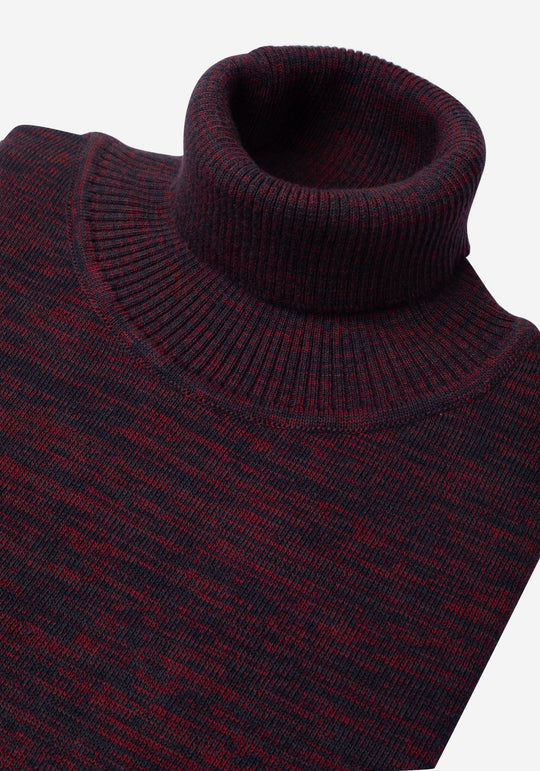 Brick Red Turtle Neck Melange Pullover