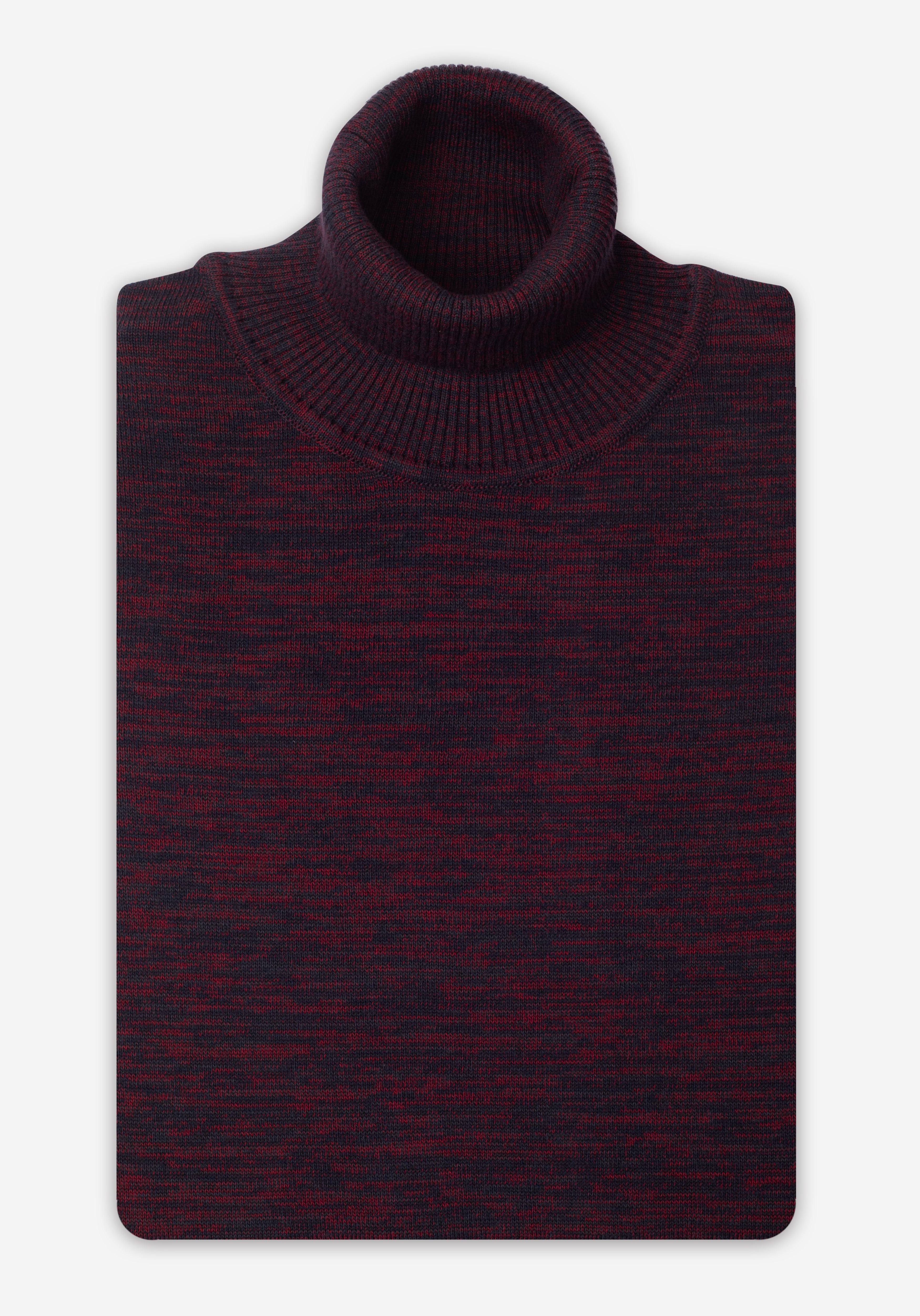 Brick Red Turtle Neck Melange Pullover
