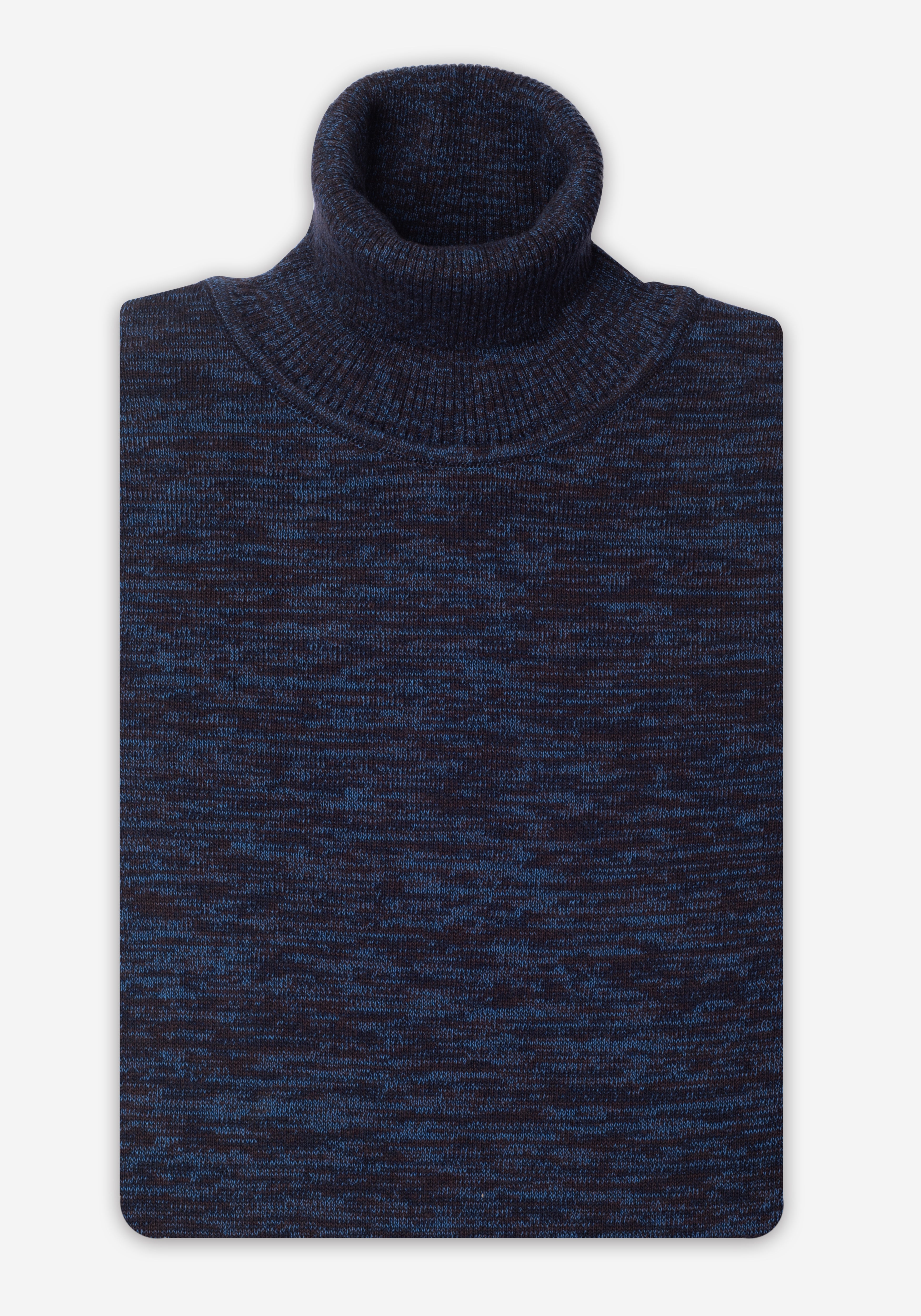Electric Blue Turtle Neck Melange Pullover