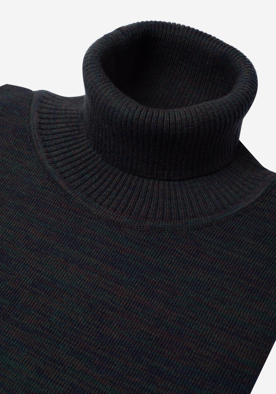 Midnight Olive Turtle Neck Melange Pullover