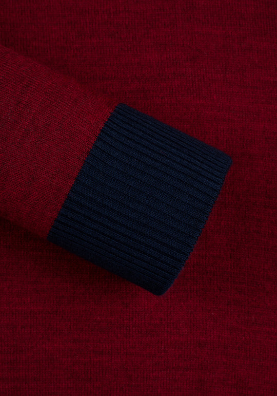 Crimson Red Italian Merino Wool Pullover