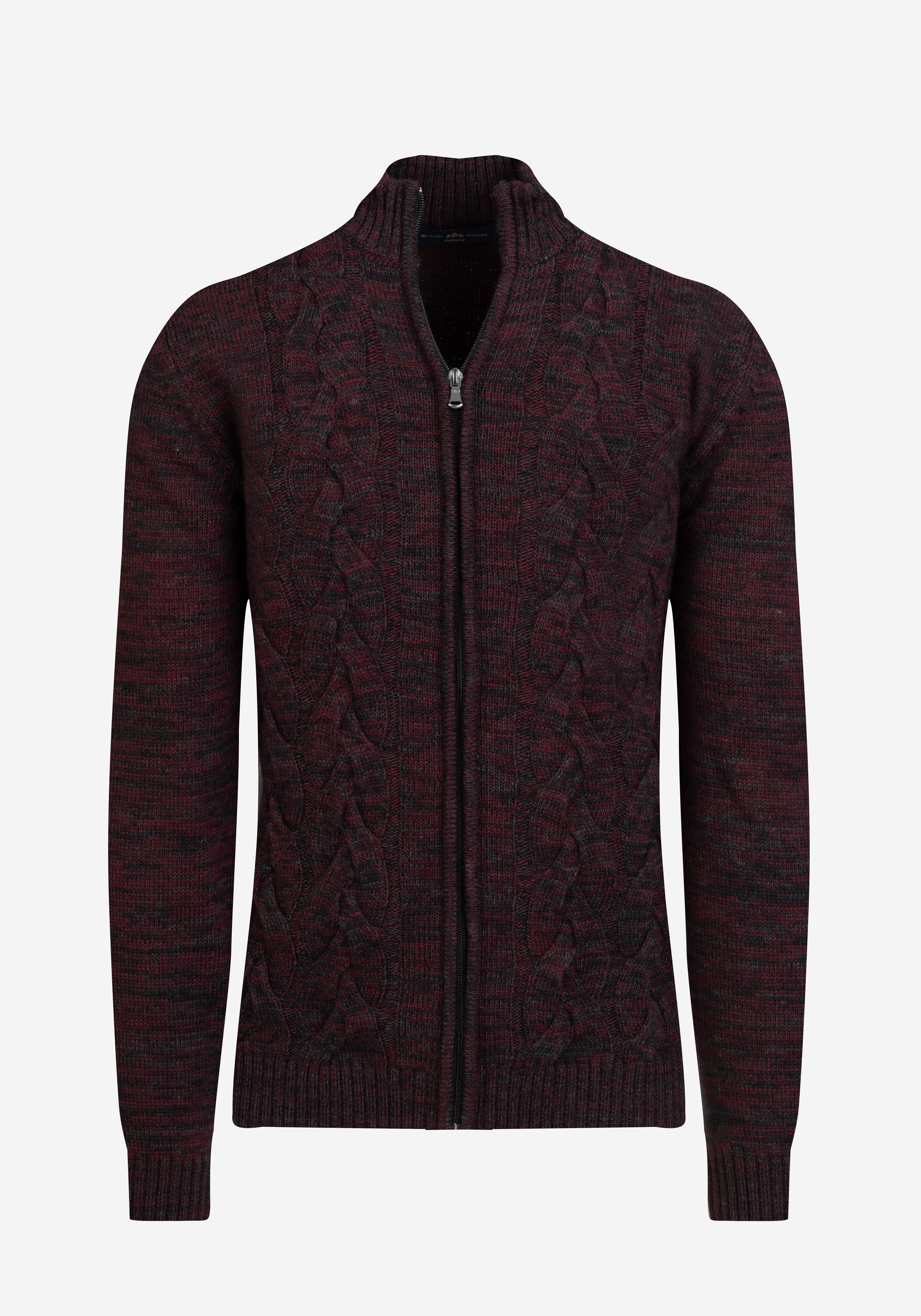 Rustic Burgundy Braided Zipped Pullover