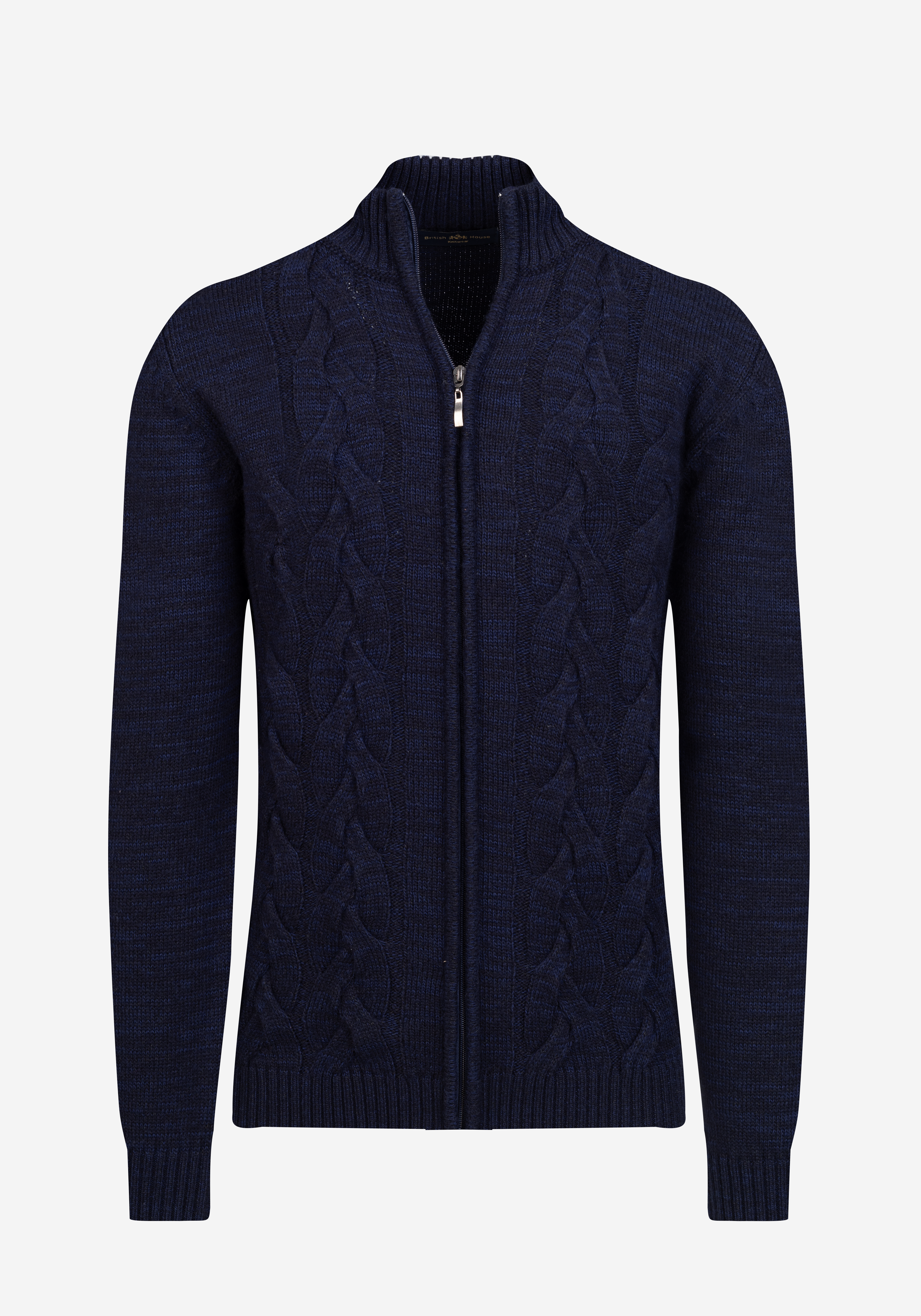 Midnight Navy Braided Zipped Pullover