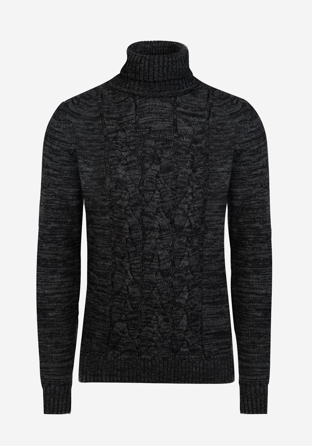 Charcoal Grey Braided Turtle Neck Pullover