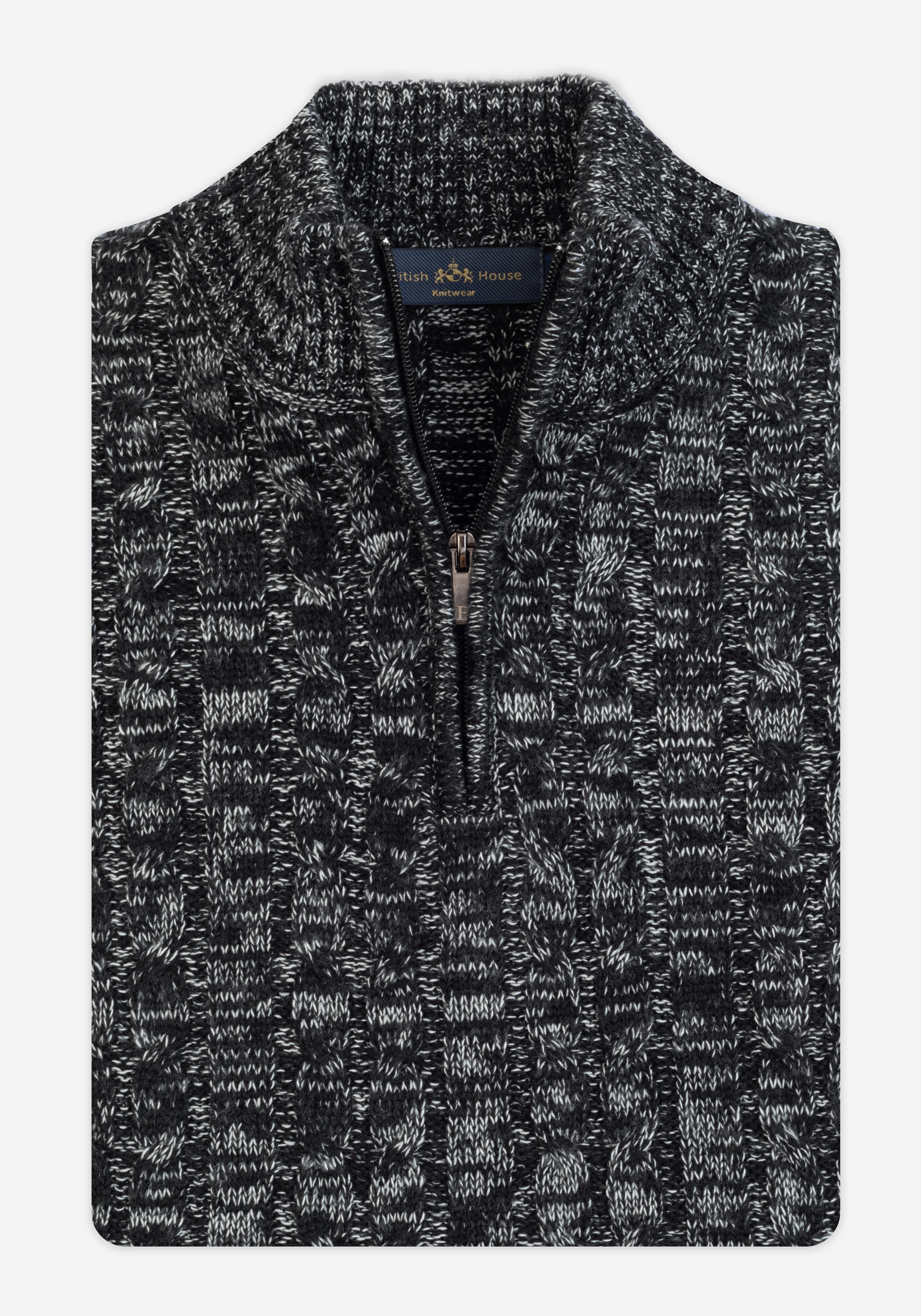 Gloss Grey Braided Zipped Pullover