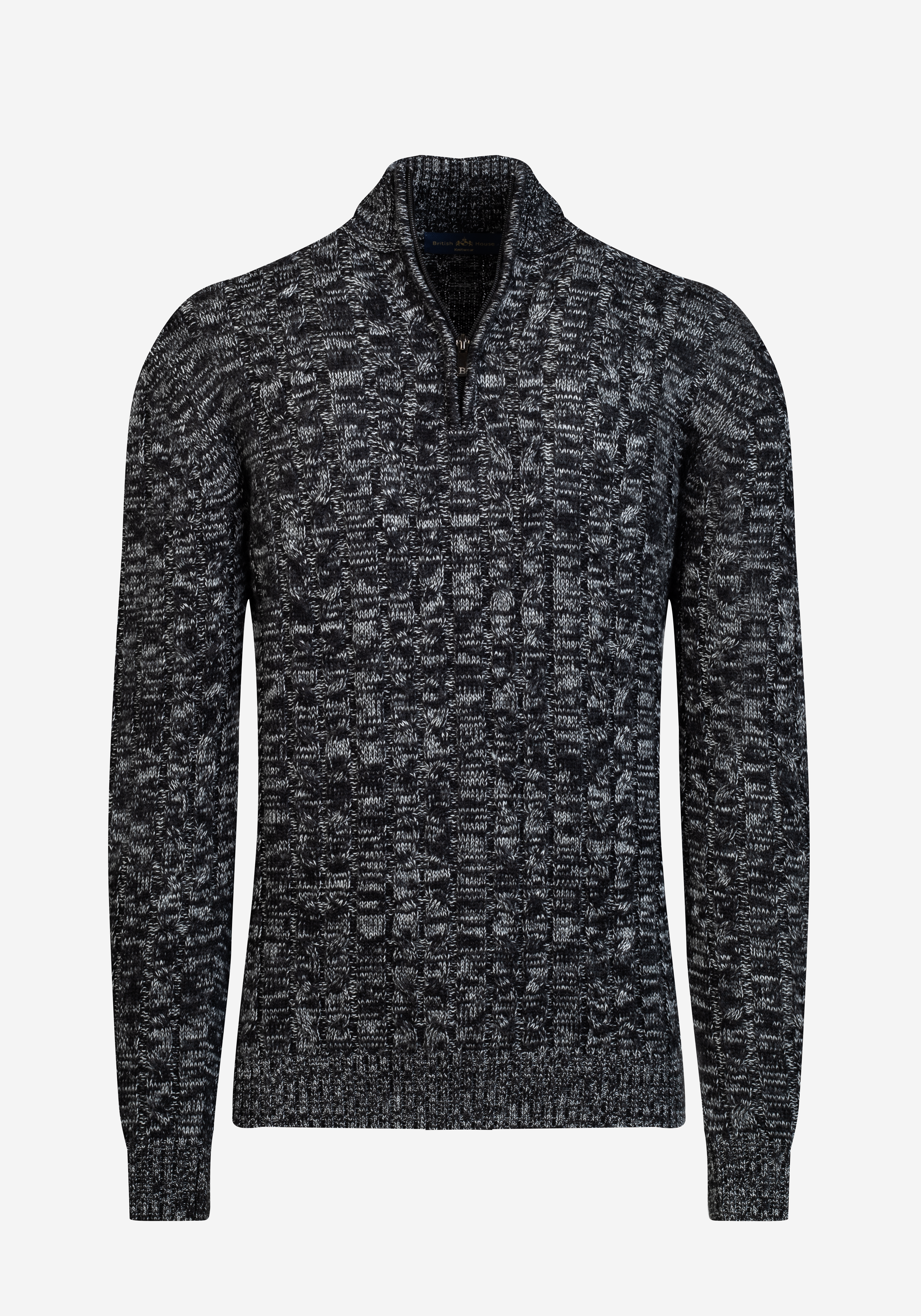 Gloss Grey Braided Zipped Pullover