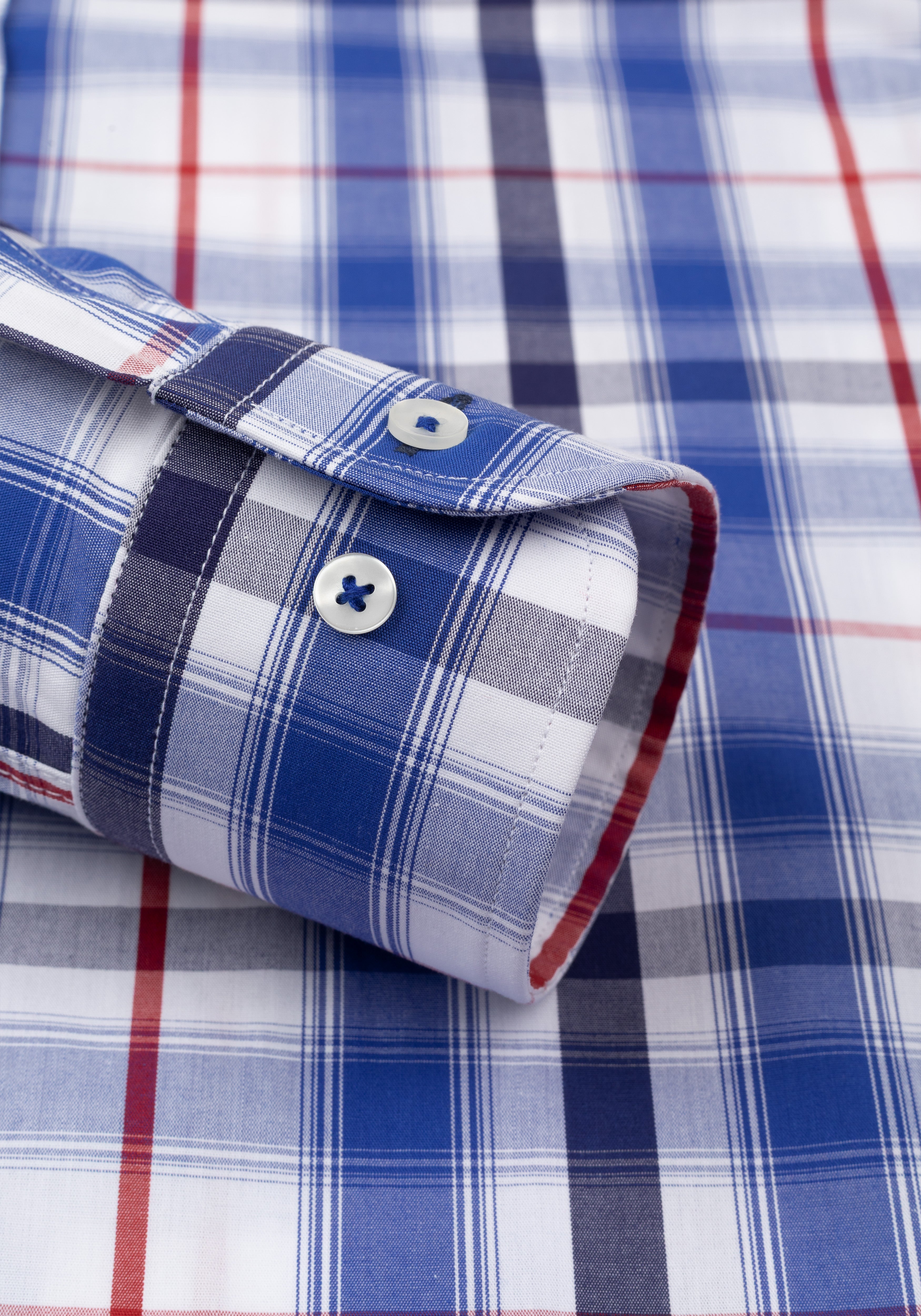 Steel Blue Checked Poplin Shirt