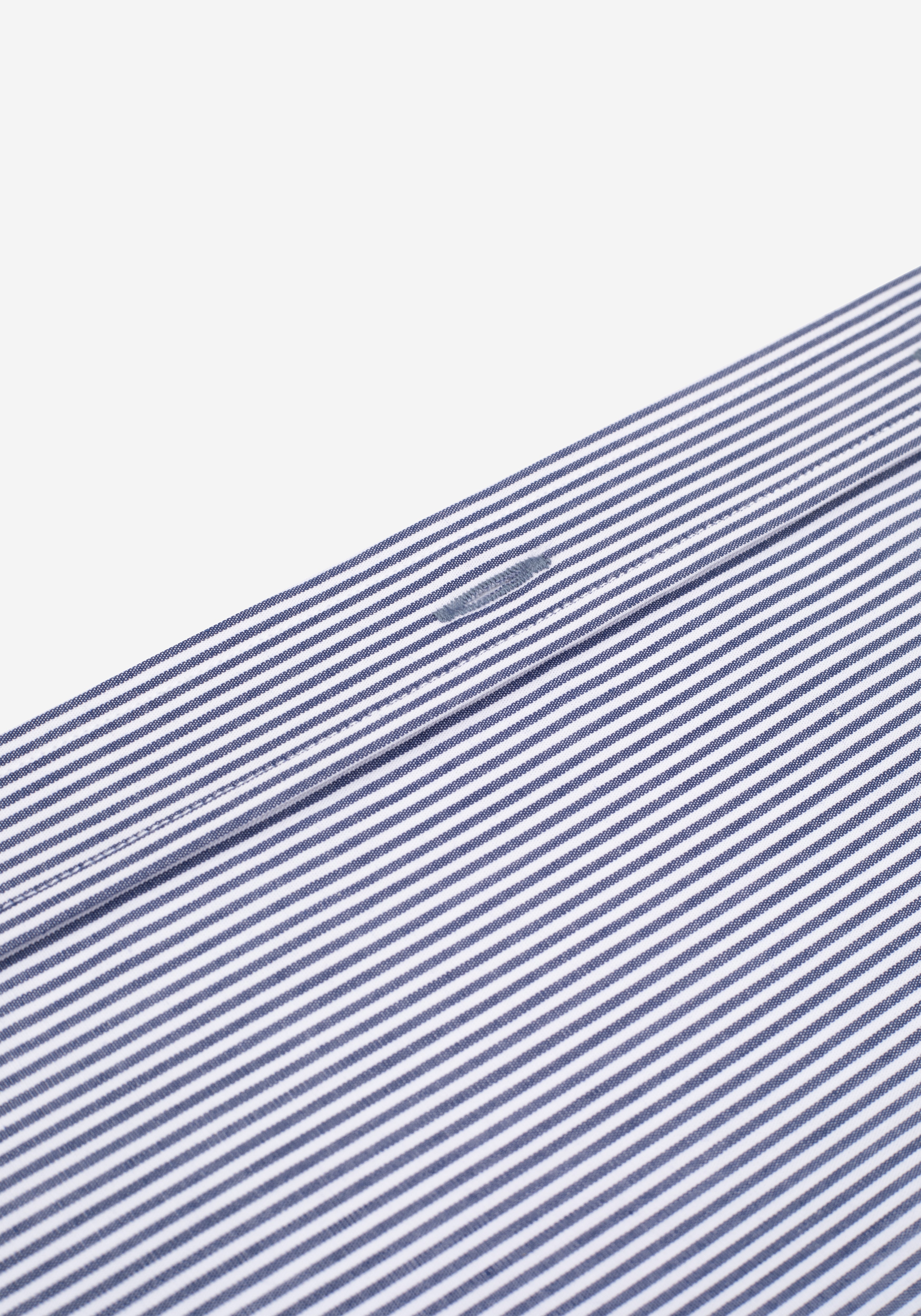 Crisp Navy Stripe Cotton Lycra Shirt