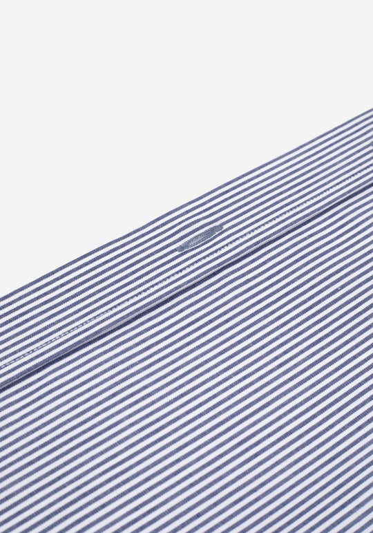 Crisp Navy Stripe Cotton Lycra Shirt