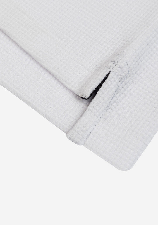 Swan White Cotton Waffle Polo Shirt