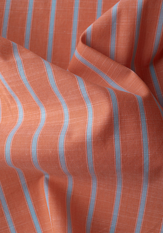 Coral Orange Stripe Washed Signature Chambray Shirt
