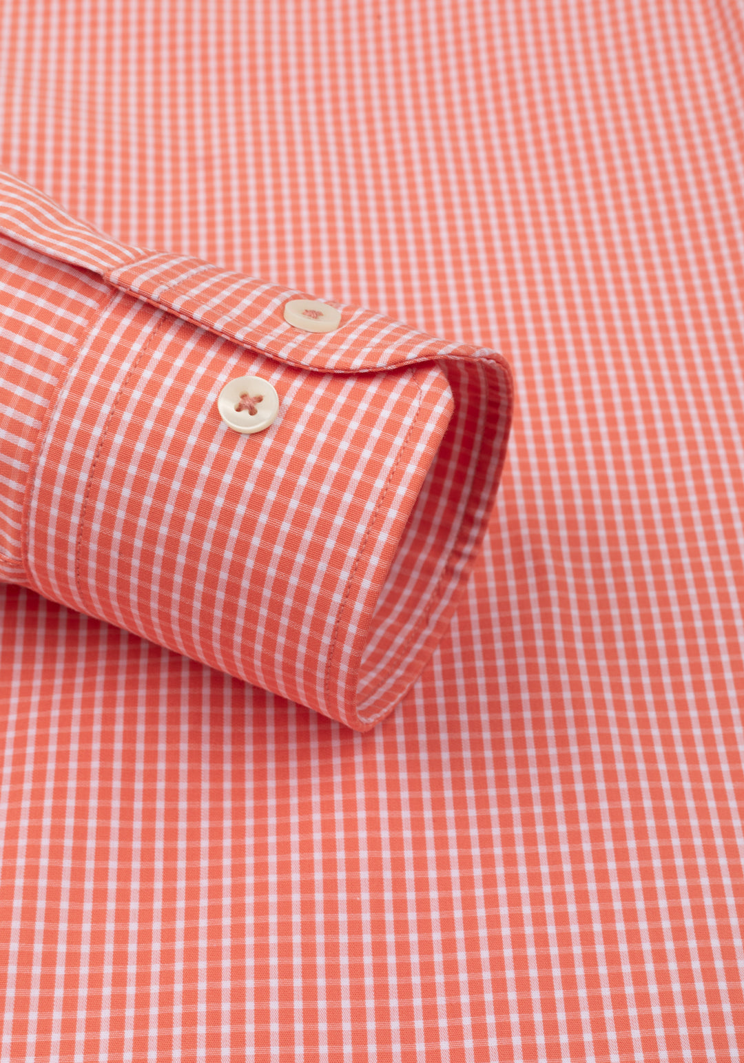 Coral Orange Checked Poplin Shirt