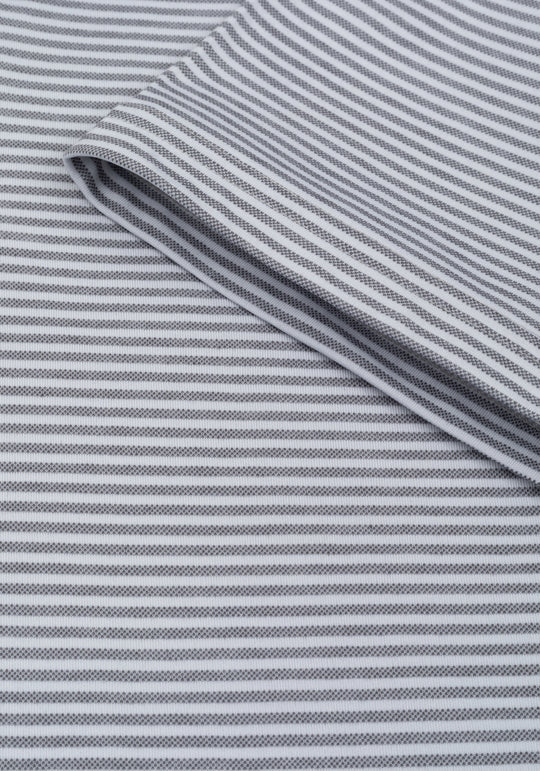 Steel Grey Stripe Cotton Polo Shirt